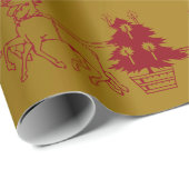 クリスマストナカイと木のプリント ラッピングペーパー (ロールコーナー)