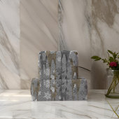 クリスマストナカイと雪片スチールグレー ラッピングペーパー