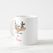 クリスマストナカイのかわいい顔 コーヒーマグカップ (正面左)