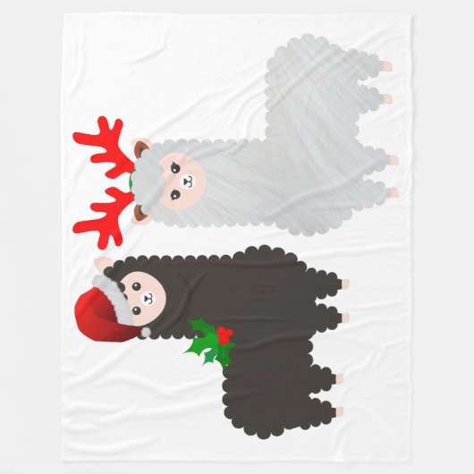 クリスマストナカイのアルパカス毛布 フリースブランケット (正面)