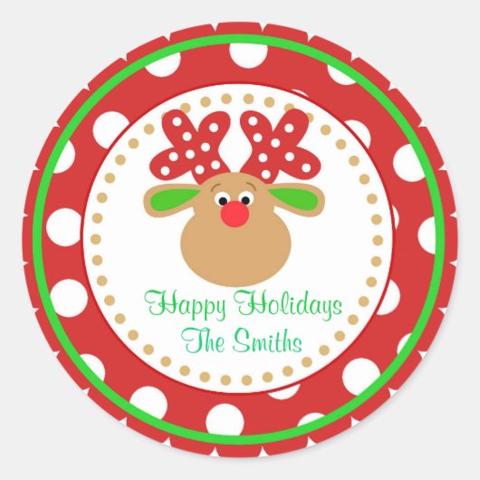 クリスマストナカイのシール ラウンドシール (正面)
