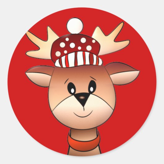クリスマストナカイのシール ラウンドシール (正面)