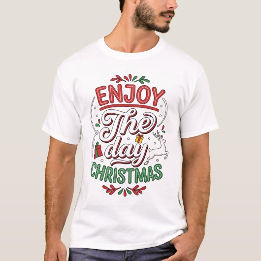 クリスマストナカイのプレゼント Tシャツ (正面)