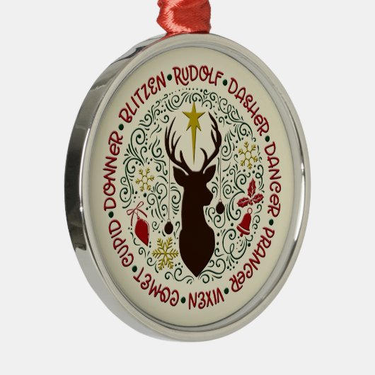 クリスマストナカイの名前ルドルフ メタルオーナメント (右)