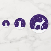 クリスマストナカイの木の雪の夜空 コンフェッティ (正面)