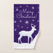 クリスマストナカイの木の雪の夜空 バスタオルセット (ハンドタオル)