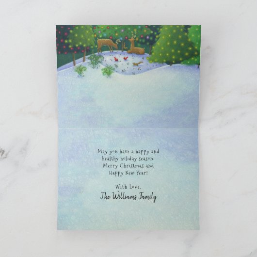クリスマストナカイの森の動物が明メリーるい シーズンカード (内部)