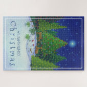 クリスマストナカイの森（き）の動物の家名 ジグソーパズル (横)