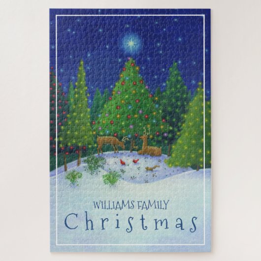 クリスマストナカイの森（き）の動物の家名 ジグソーパズル (縦)