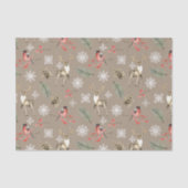 クリスマストナカイの牡鹿と鳥の森の模様 薄葉紙 (正面)