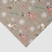 クリスマストナカイの牡鹿と鳥の森の模様 薄葉紙 (詳細)