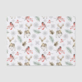 クリスマストナカイの牡鹿と鳥の森の模様 薄葉紙 (正面)