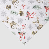 クリスマストナカイの牡鹿と鳥の森の模様 薄葉紙 (詳細)