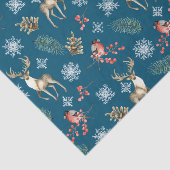 クリスマストナカイの牡鹿と鳥の森の模様 薄葉紙 (詳細)