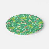 クリスマストナカイの鳥のパターン緑の紙プレート ペーパープレート (アングル)