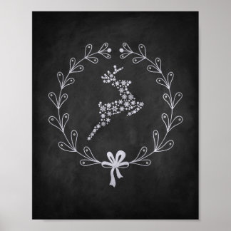 クリスマストナカイの黒板ポスター ポスター