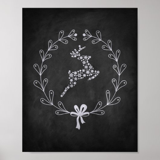 クリスマストナカイの黒板ポスター ポスター (正面)