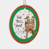 クリスマストナカイオーナメントラウンドのパーソナライズ セラミックオーナメント (右)