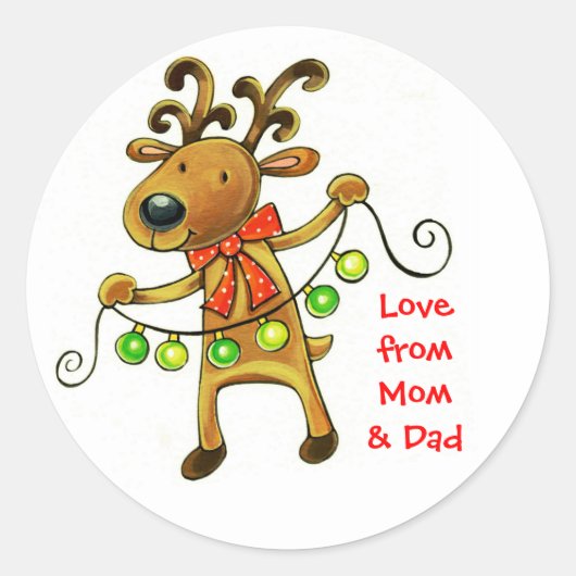 クリスマストナカイカスタムーのステッカー ラウンドシール (正面)