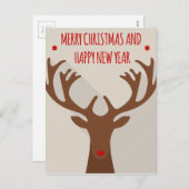 クリスマストナカイカッコいいお尻モダンエルク シーズンポストカード (正面/裏面)
