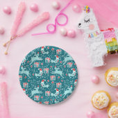 クリスマストナカイパターン（の模様が）あるバーアクア紙プレート ペーパープレート (パーティー)