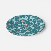 クリスマストナカイパターン（の模様が）あるバーアクア紙プレート ペーパープレート (アングル)