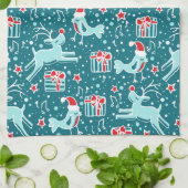 クリスマストナカイパターン(の模様が)あるバードキッチンタオル キッチンタオル (折り畳み)