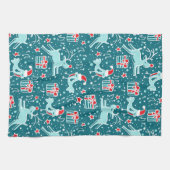 クリスマストナカイパターン(の模様が)あるバードキッチンタオル キッチンタオル (横)