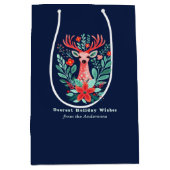 クリスマストナカイフローラブルーホリデーミディアムGif ミディアムペーパーバッグ (正面)