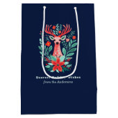 クリスマストナカイフローラブルーホリデーミディアムGif ミディアムペーパーバッグ (裏面)