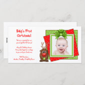 クリスマストナカイベビーの初めてのクリスマス写真カード シーズンカード (正面/裏面)