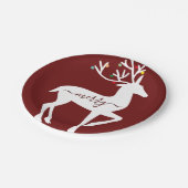 クリスマストナカイメリーバーガンディ ペーパープレート (アングル)