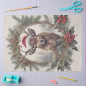 クリスマストナカイヴィンテージリースパインデクページ 薄葉紙 (クラフト)