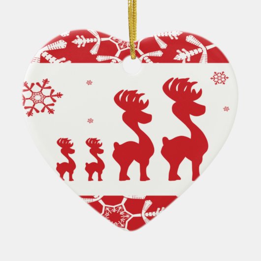 クリスマストナカイ一家 セラミックオーナメント (正面)