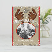 クリスマストナカイ冬の雪の結晶ホリデーフォト シーズンカード (スタンド正面)