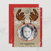 クリスマストナカイ冬の雪の結晶ホリデーフォト シーズンポストカード (正面/裏面)