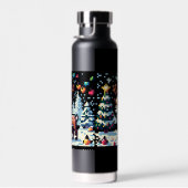 クリスマストナカイ冬ワンダーランドピクセルアート ウォーターボトル (右面)