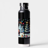 クリスマストナカイ冬ワンダーランドピクセルアート ウォーターボトル (左面)