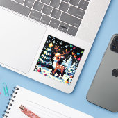 クリスマストナカイ冬ワンダーランドピクセルアート シール (ノートパソコンとiPhone)