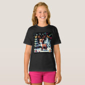 クリスマストナカイ冬ワンダーランドピクセルアート Tシャツ (正面フル)