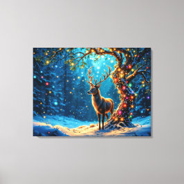 クリスマストナカイ北極ファンタジーアート キャンバスプリント