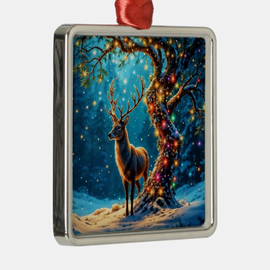 クリスマストナカイ北極ファンタジーアート メタルオーナメント (右)
