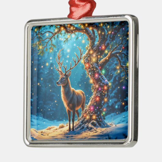 クリスマストナカイ北極ファンタジーアート メタルオーナメント (左)
