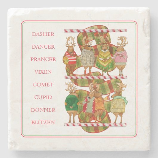 クリスマストナカイ大理石コースター ストーンコースター (正面)