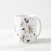クリスマストナカイ帽子イラストパターン コーヒーマグカップ (正面右)