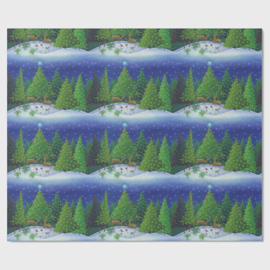 クリスマストナカイ森林動物の松の木 ラッピングペーパー (フラット)