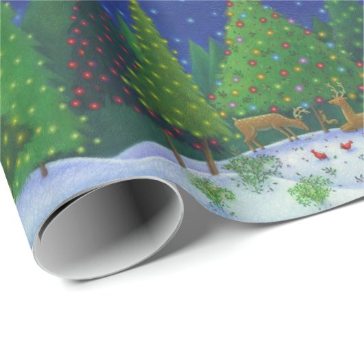 クリスマストナカイ森林動物の松の木 ラッピングペーパー (ロールコーナー)