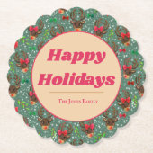 クリスマストナカイ森林（緑）  ペーパーコースター (正面)