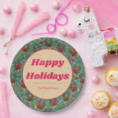 クリスマストナカイ森林（緑）   ペーパープレート (パーティー)