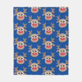 クリスマストナカイ漫画パターンおもしろいブルー フリースブランケット (正面)